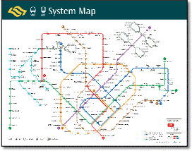 Singapore MRT & LRT train / rail map